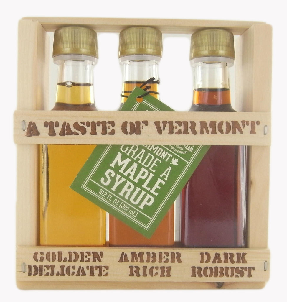 The perfect way to sample the different variations of Vermont Maple Syrup. For those who have never had real Maple Syrup this is a great way to find out what your favorite type is.
