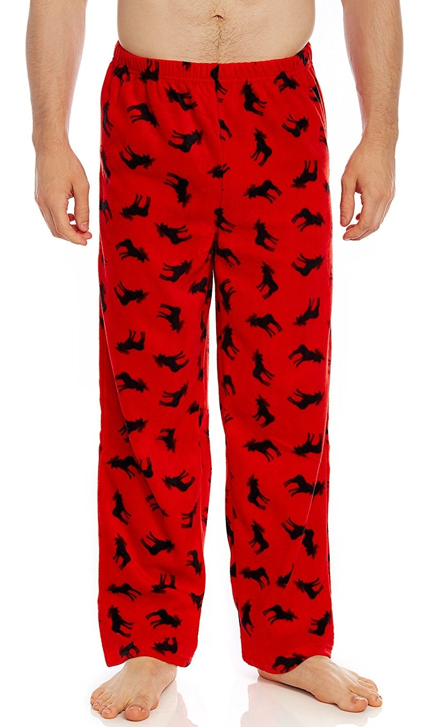 Pajama Bottoms Flannel Moose Pajamas Men's Red Flannel Moose